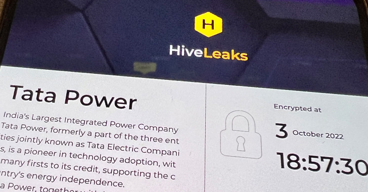 Hive Ransomware Hackers Begin Leaking Data Stolen from Tata Power Energy Company