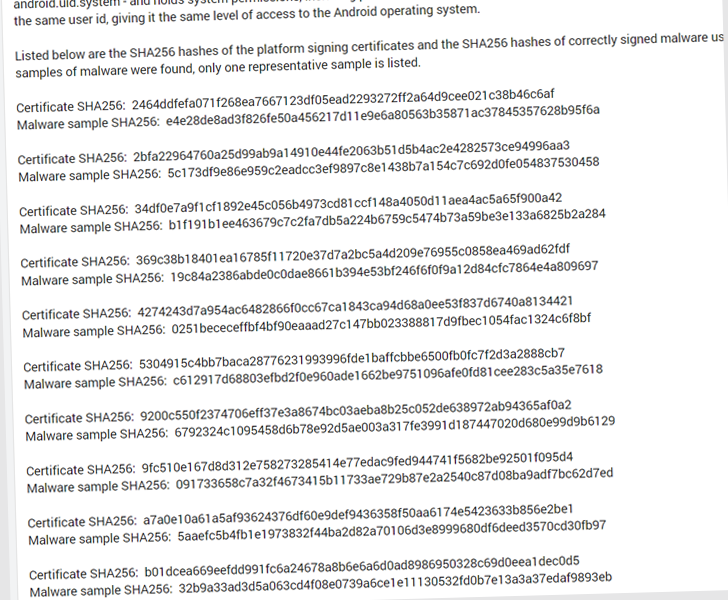 Hackers Sign Android Malware Apps with Compromised Platform Certificates