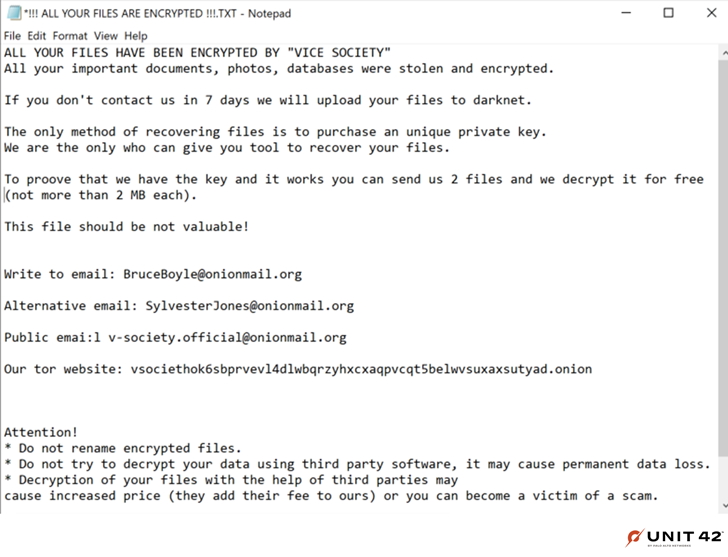 Vice Society Ransomware